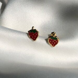 18K Gold-Filled Strawberry Screw-back Small Earrings
